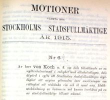 Motion om alkoholister, utskänkningstillstånd och skapandet av en nykterhetsnämnd - Stadsfullmäktige 1915