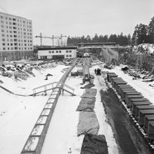 Sätra tunnelbanestation under uppbyggnad år 1965