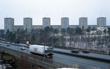 Nybohovsområdet i Liljeholmen, foto från Brännkyrka Gymnasium mot norr