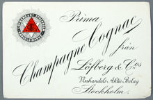 Etikett. Champagne Cognac. Löfberg & Cos Vinhandels AktieBolag