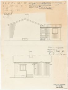 Ritning för tillbyggnad av familjen Jersilds småstuga i Norra Ängby 1942