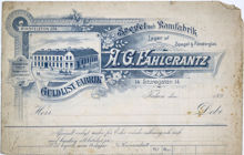 Brevhuvud. A. G. Fahlcrantz Spegel och Ramfabrik