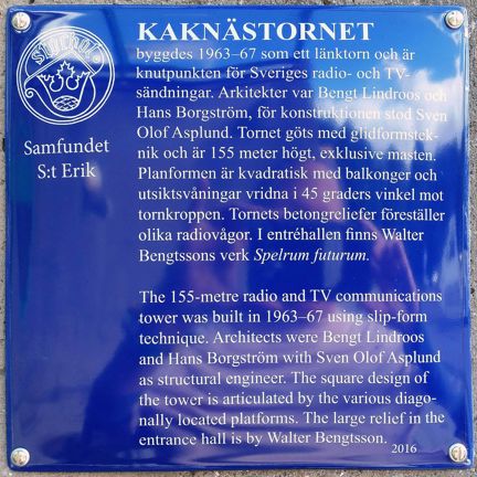 Blå emaljerad skylt med vit text