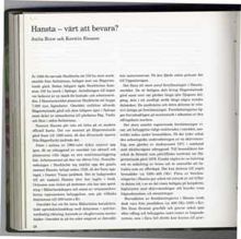 Hansta - värt att bevara? / Anita Biuw och Kerstin Riessen