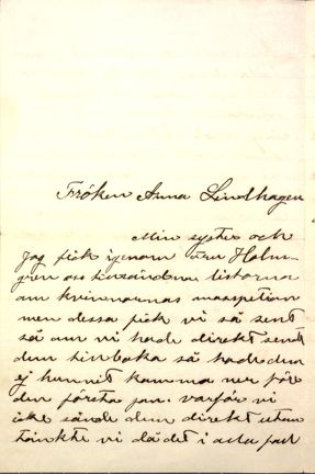 Brev från Elsa Laula till Anna Lindhagen 1907
