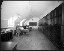 Interiör från forskningssal på Stockholms högskola, Kungstensgatan 47