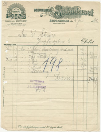 Kvitto med flera rader med varor. 