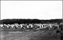 Enskede småstugeområde under byggnad, från planerade Sockenvägen