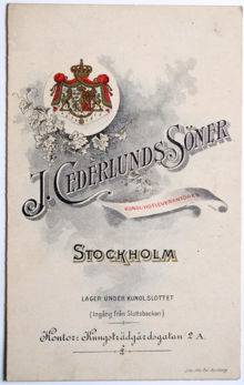 Reklamblad. J. Cederlunds Söner