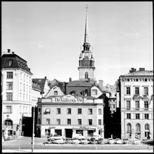 Källaren P.B. Mälartorget 17. Tyska kyrkans torn i fonden