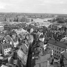 Utsikt från Tyska kyrkans torn mot Blasieholmen och Östermalm