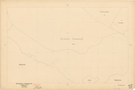 Kartan är ritad i tusch på papper som gulnat med tiden