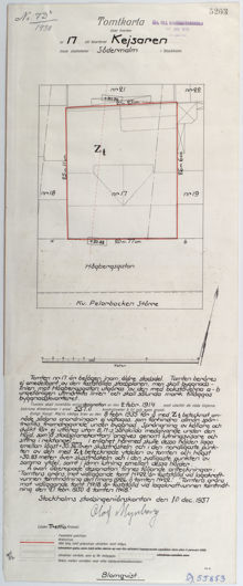 Underlag för bygglov år 1938, fastigheten Kejsaren 17