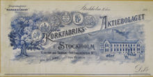 Fakturahuvud. Korkfabriksaktiebolaget