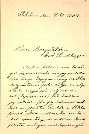Brev från samiska aktivisten Elsa Laula till Carl Lindhagen 1904