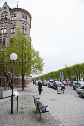 Henning Bergers skylt vid Strandvägen.