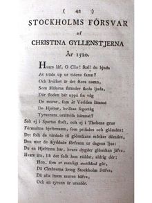 ”Stockholms försvar af Kristina Gyllenstierna” – dikt av N.L. Sjöberg 1796