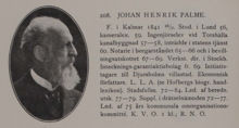 Johan Henrik Palme. Ledamot av stadsfullmäktige 1872-1884