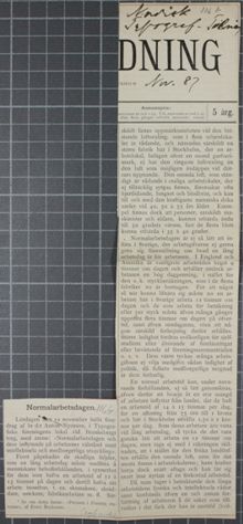 Normalarbetsdagen - artikel om Dr Nyströms föreläsning 1887