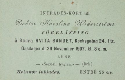 Vita bandet - inträdeskort till föreläsning av Karolina Widerström
