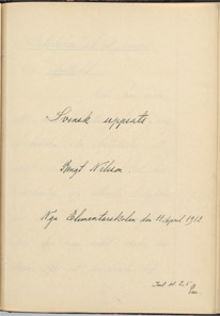 Elevuppsats av Bengt Nilsson - "Betydelsen av ett sunt idrottsliv" Nya Elementarskolan VT 1912
