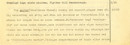 Utdrag ur patientjournal från Beckomberga sjukhus 1932