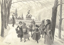 Promenerande i park 1912