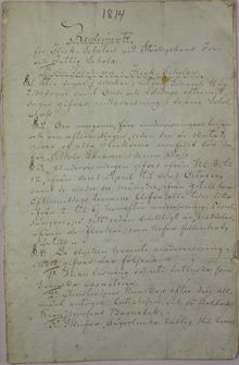 Storkyrkoförsamlingens fri- och fattigskola för flickor – reglemente 1814