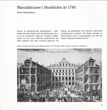 Text om manufakturer i Stockholm år 1740