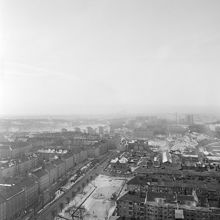 Utsikt från Skattehuset. Skånegatan västerut. Nuv. Rosenlundsparken
