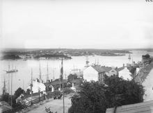 Utsikt över Kastellholmen och Djurgården från Mosebacke
