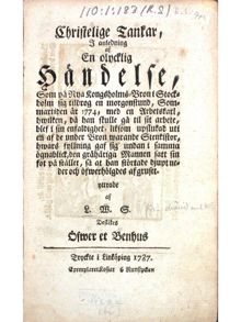 "Christelige Tankar, I anledning af En olycklig händelse..." 1787