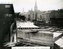 Katarinatunneln, Tunnelarbete vid Slussen och på Ryssgården