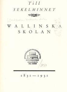 Wallinska skolan 1831-1931