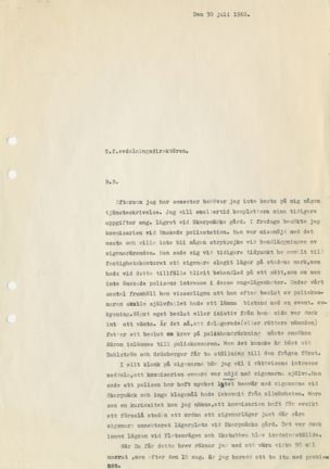 Brev angående zigenarlägret vid Skarpnäcks gård 1960.