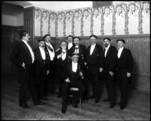 Högskolans hedersdoktorer 1909. Professor Mittag-Lefflers grupp på Stockholms högskola