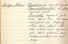 Omdöme om eleven Madge Olsson – Anna Sandströms skola 1905