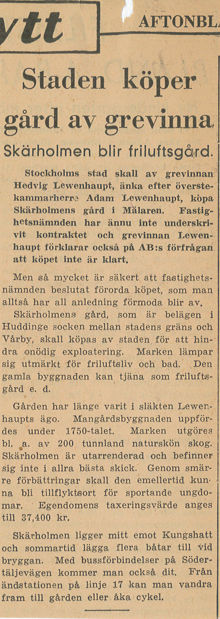 Skärholmens gård säljs till Stockholm 1945