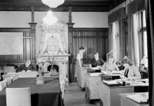 Interiör med kontorister på Svenska industritjänstemannaförbundet, Scheelegatan 24