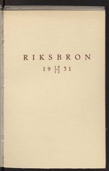 Riksbron   19/12 1931 /  Stockholms hamnstyrelse