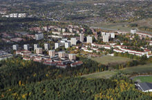Flygfoto över Hässelby Gård från söder