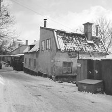 Tavastgatan 55, från väster. Stora Hargränd t.h. Nuvarande kv. Haren