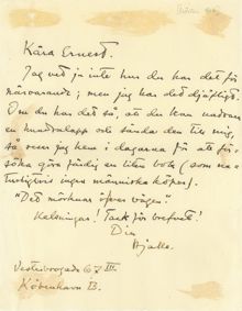 Brev från Hjalmar Söderberg till Ernest Thiel