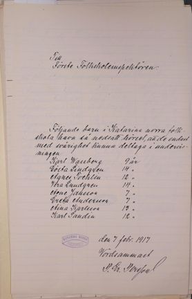 handskriven lista över barn med dålig hörsel