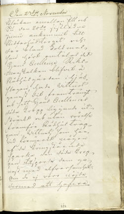Sidorna ur protokollet med överste Gyllenstorms vittnesmål 1810.
