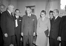 Mynttorget 2, Kanslihuset. Delegation hos handelsministern. 2:a person från vänster: Åkesson, vidare; Brodén, Ericsson, Ljungqvist, Setréus, Linell