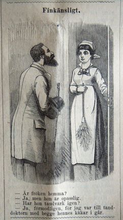 Finkänsligt. Bildskämt i Söndags-Nisse – Illustreradt Veckoblad för Skämt, Humor och Satir, nr 41, den 13 oktober 1878