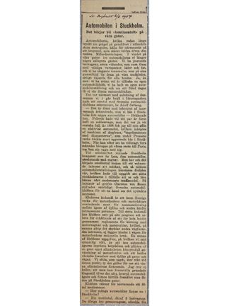 "Automobilen i Stockholm" - artikel 1904.