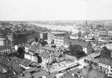 Utsikt över trakten vid Mosebacke Torg från Katarina kyrktorn