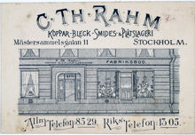 Reklamtryck. C.Th.Rahm Koppar, Bleck, Smides, Plåtslageri